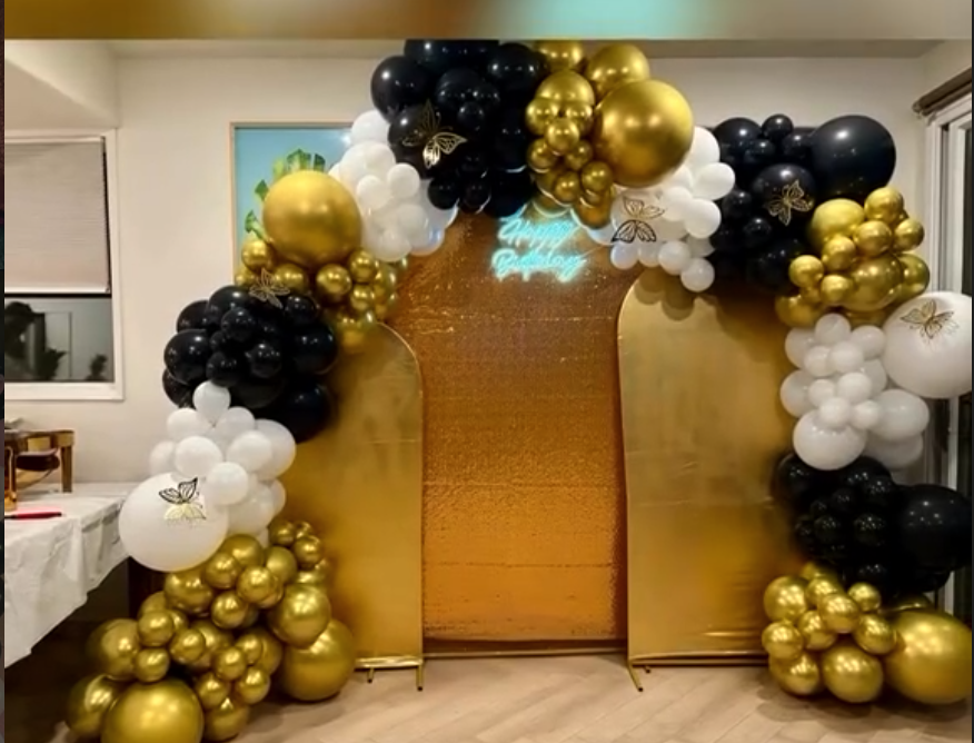 Black, white, and gold arch